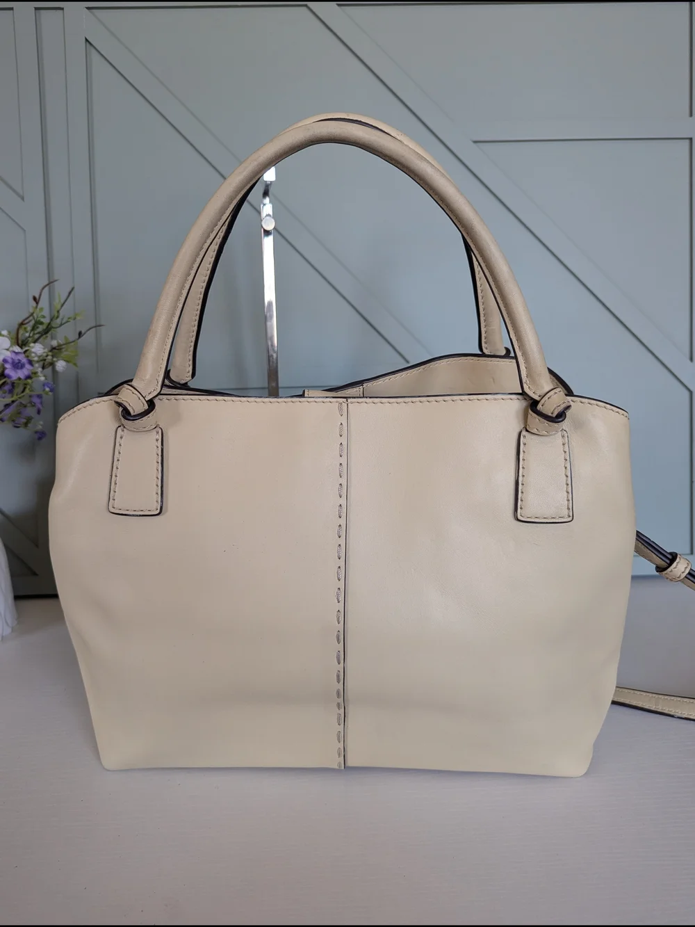 Tory Burch Cream Leather Shoulder Bag